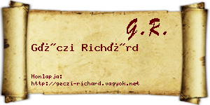 Géczi Richárd névjegykártya